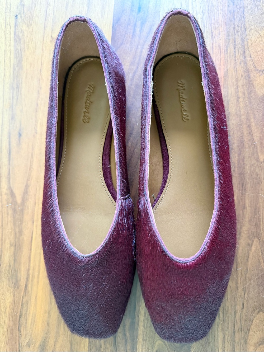 Madewell Mylie Maroon Calf-Hair Ballet Flats - size 8